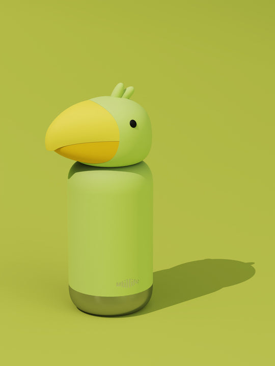 Gabby Toucan kids water bottle - stainless steel insulated drink bottle for children - Pijo Australia